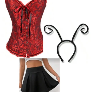 Halloween kostym, nyckelpiga  - Säljer nu min halloween kostym från förra året, supersnygg korsett i stl s/36, en svart kjol och diadem med antenner. Kan skicka direkt imorgon så att de hinner fram innan halloween 🐞