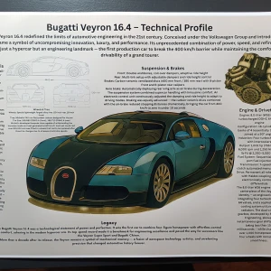 A3 poster av Bugatti Veyron 16.4 med profil - A3 poster av Bugatti Veyron 16.4 , en ikonisk hyperbil ...