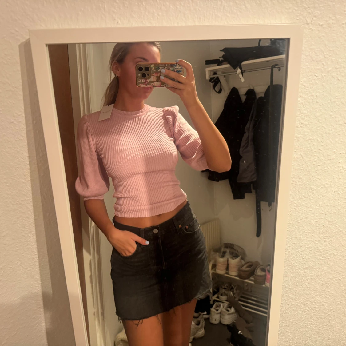 Rosa stickad topp  - 1