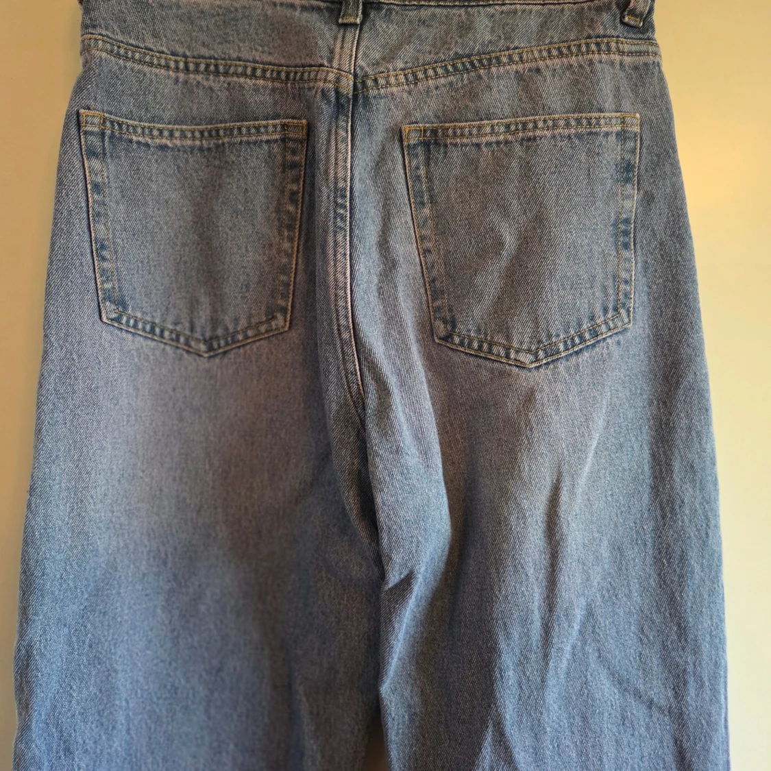 Blå raka jeans med hög midja - 3