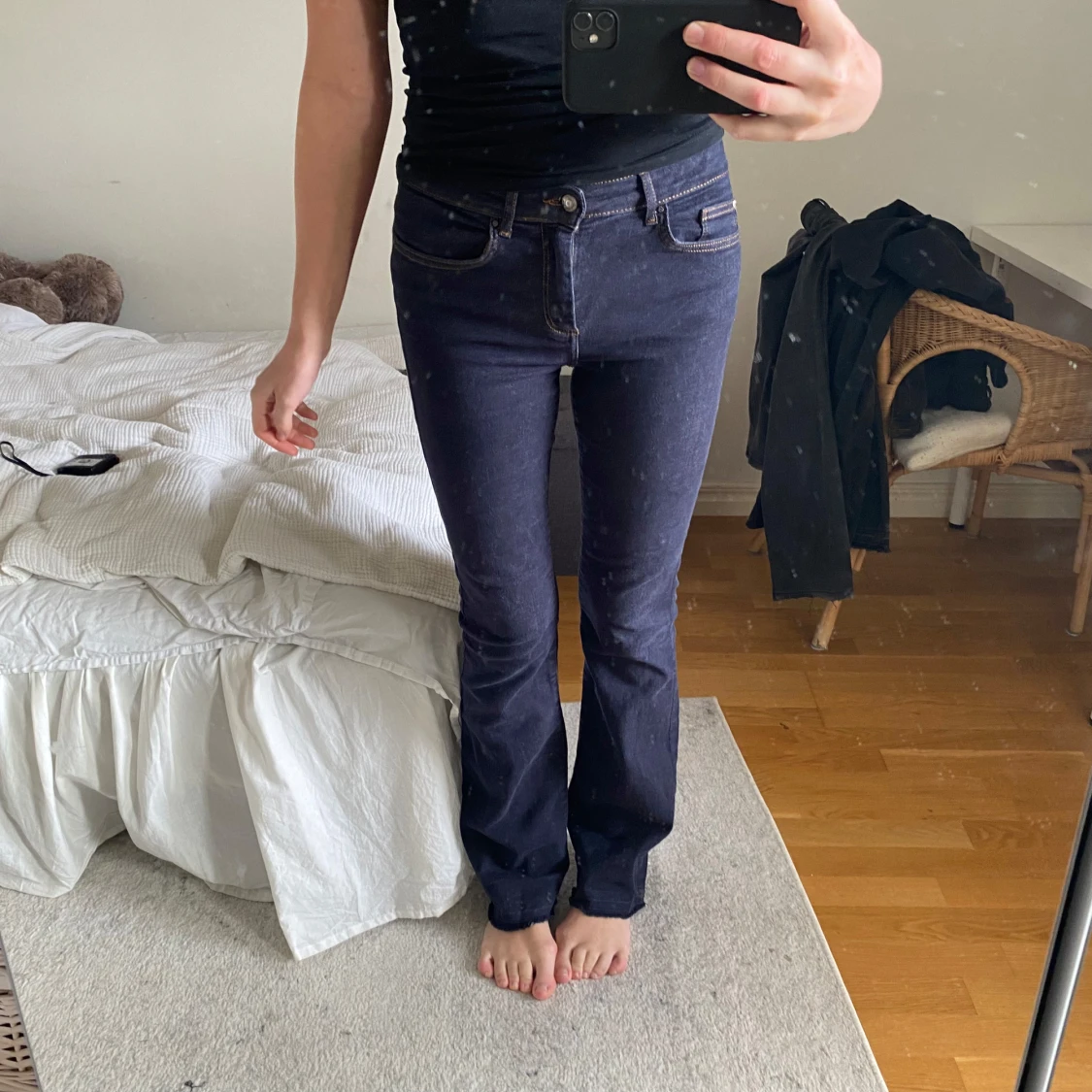 Mörkblå bootcut jeans - 2
