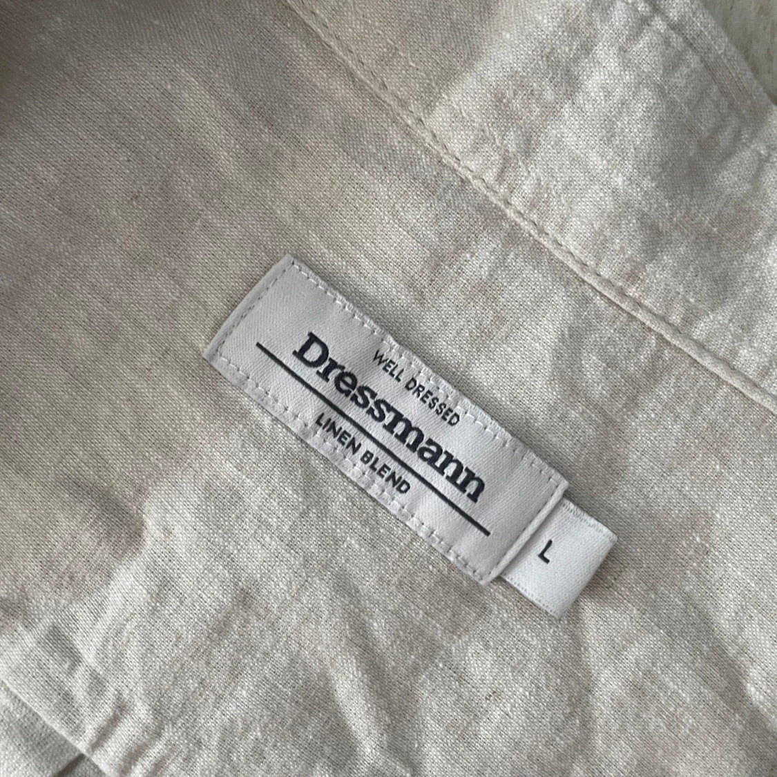 Ljusbeige linneskjorta Dressmann  - 1
