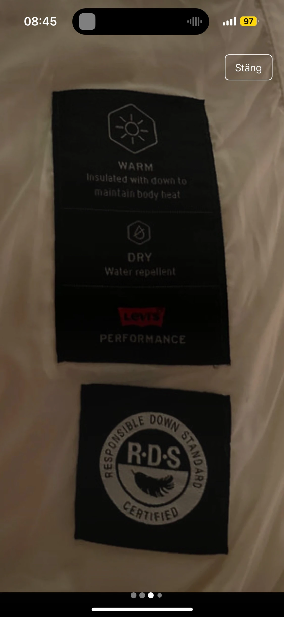 Vit dunpufferjacka från Levi's S - 2