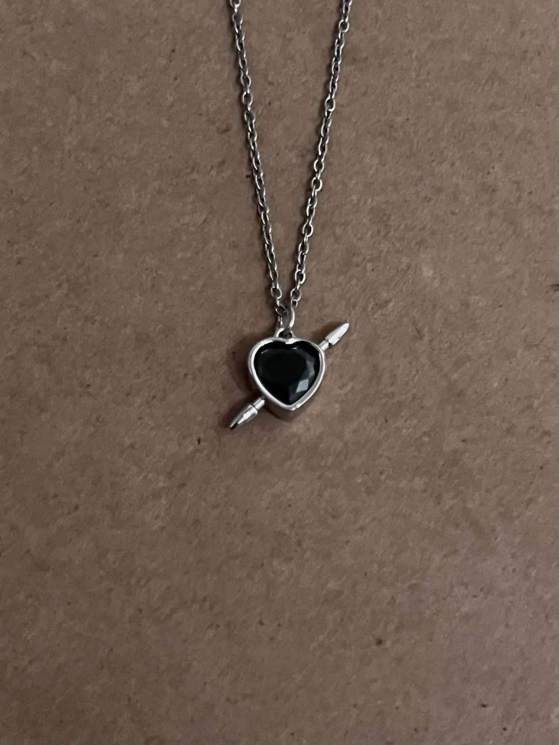 Black Arrow Heart Minimalist Necklace - 1