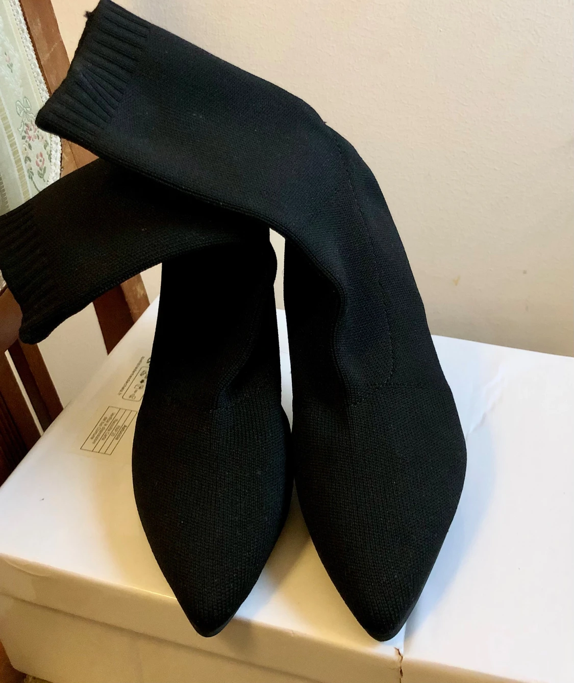 Svarta sock boots med klack, strl 36