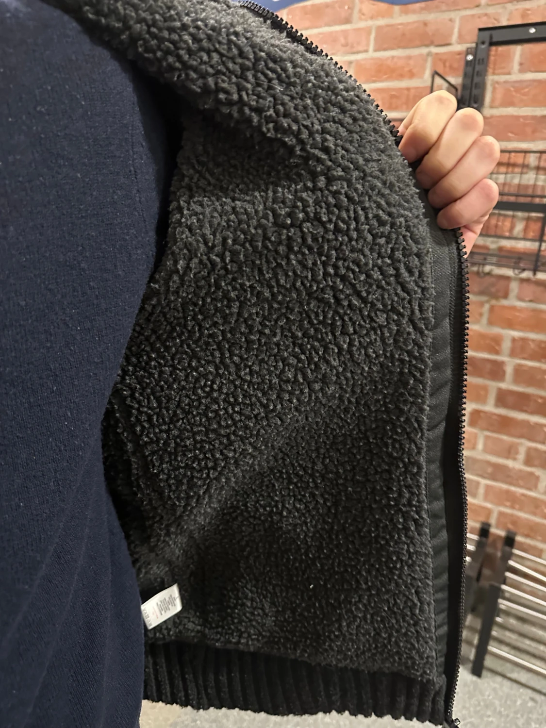 Mörkgrå stickad hoodiejacka - 2