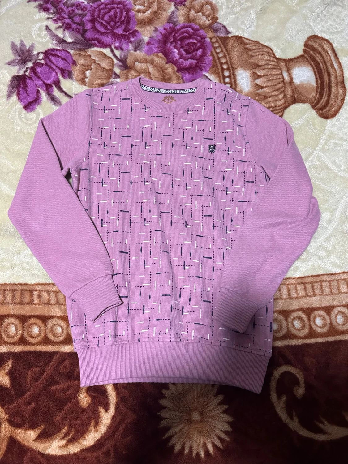 Rosa mönstrad stickad tröja Dober - 2