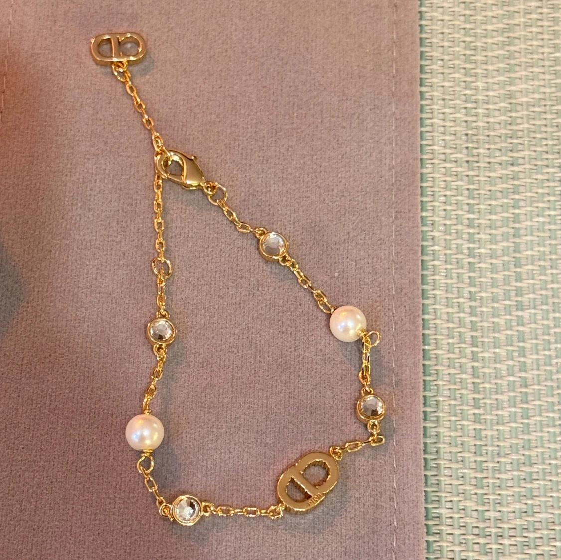 Dior guldarmband med pärlor och kristaller - 4