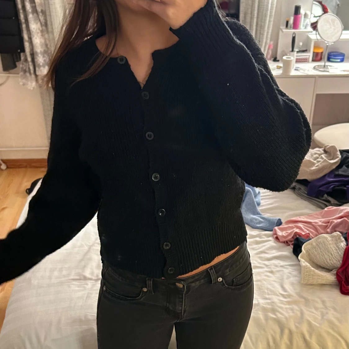 Glittrig stickad kofta 