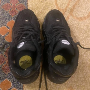 Svarta Buffalo sneakers med plattform - Buffalo sneakers i helsvart med chunky plattformssula och rund tå. Skorna har snörning och detaljer i mesh och mocka för en cool streetstil. Märkeslogga på plösen och framtill. Perfekt för dig som gillar att sticka ut med dina skor.