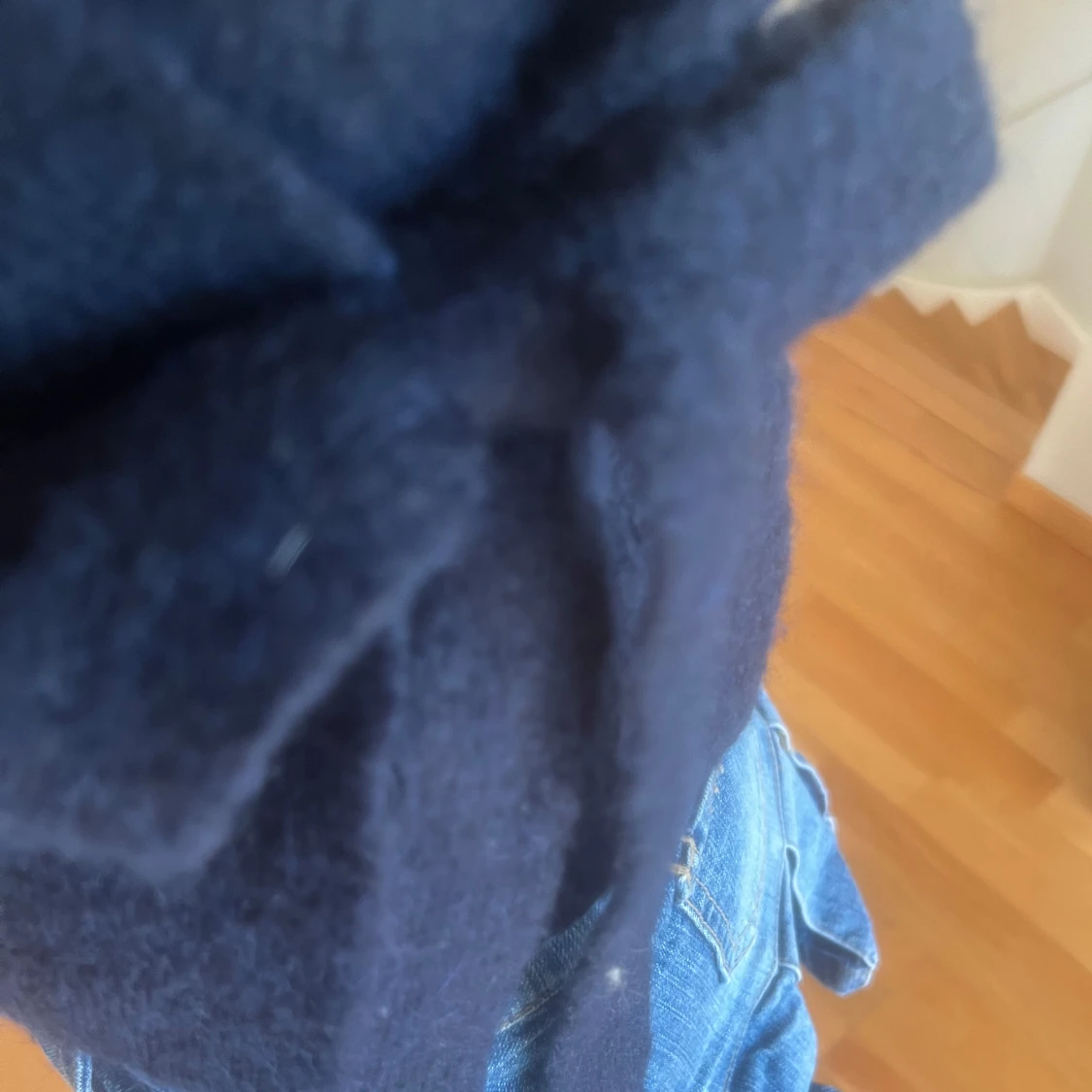 Mörkblå omlottkofta i ullmix - 1