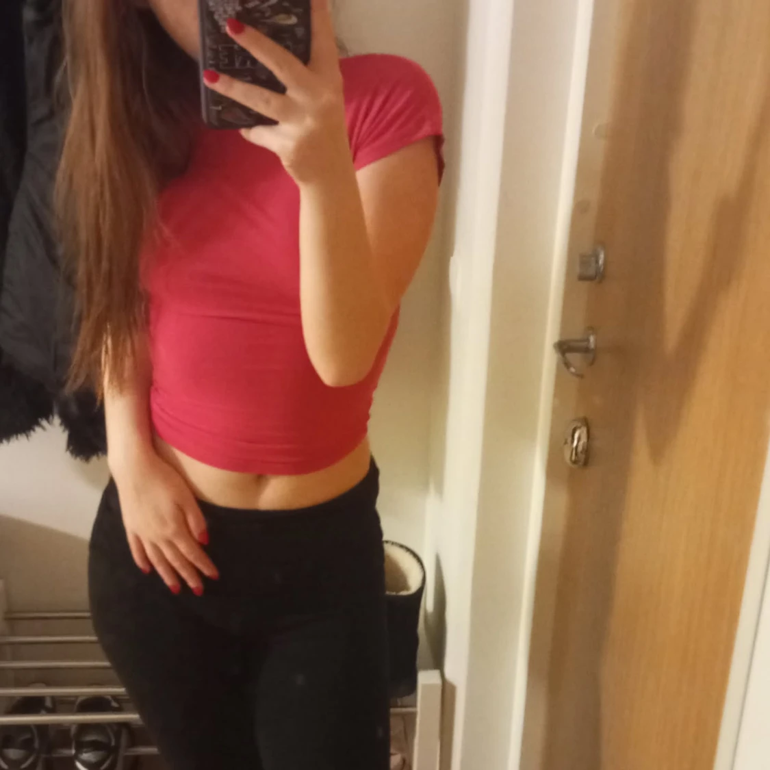 Rosa croppad topp med kort ärm - 1