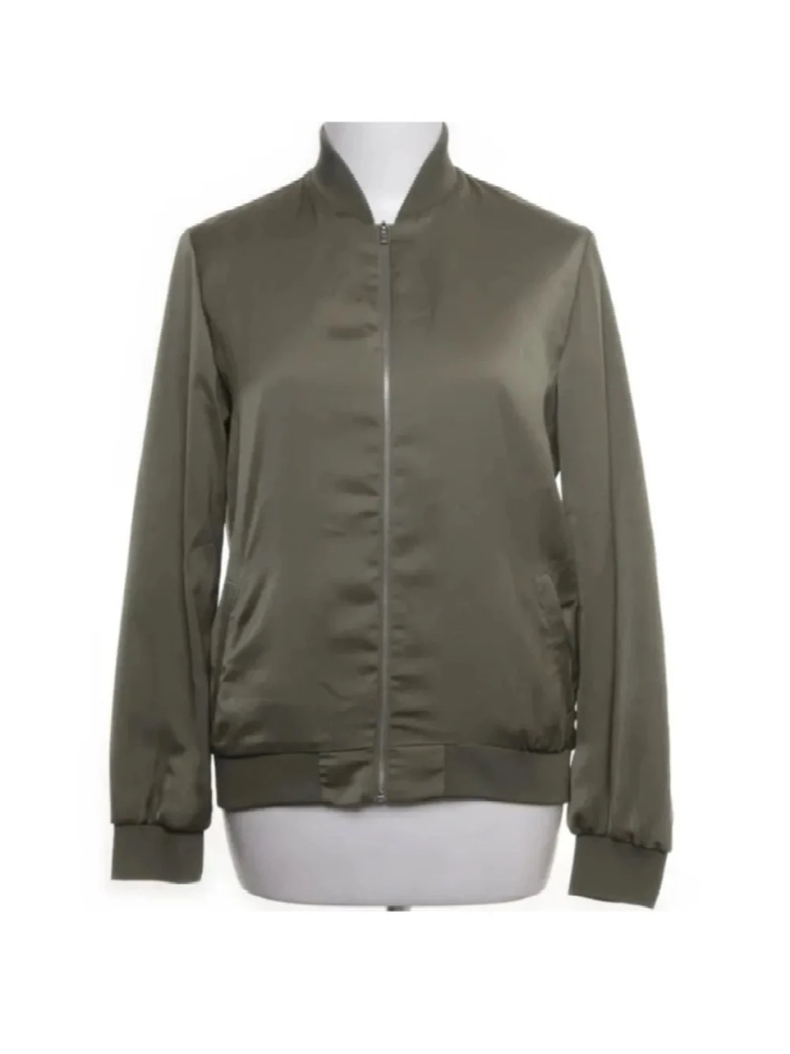 Olivgrön bomberjacka med dragkedja - 1