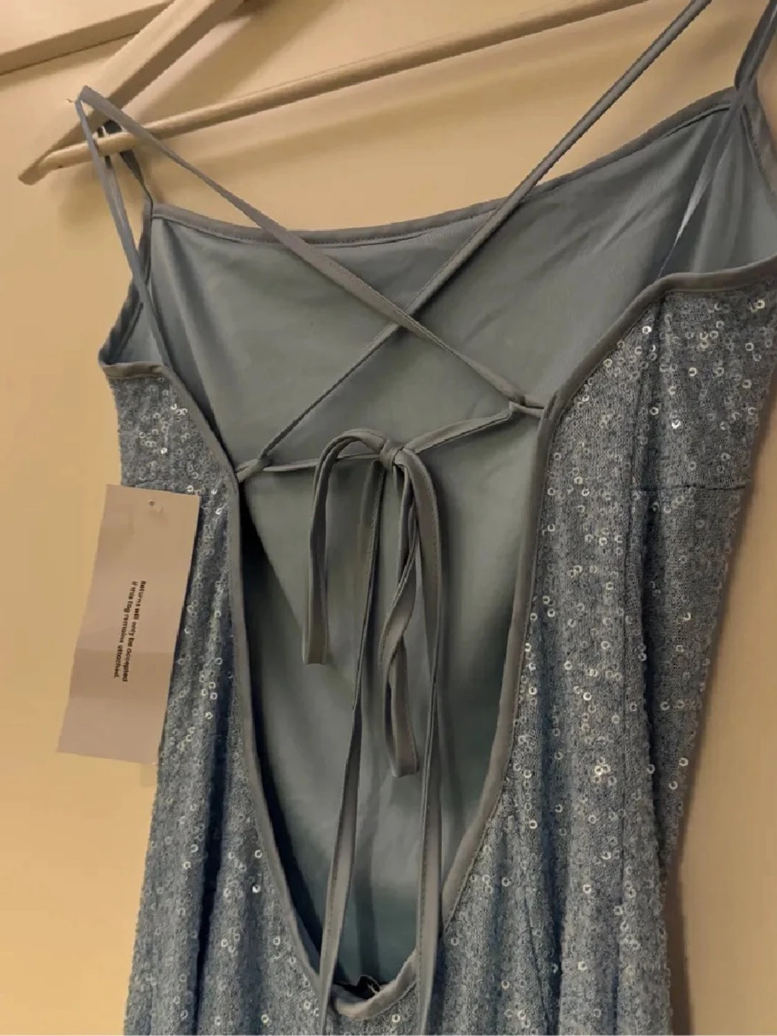 Blå glittrig klänning - 3