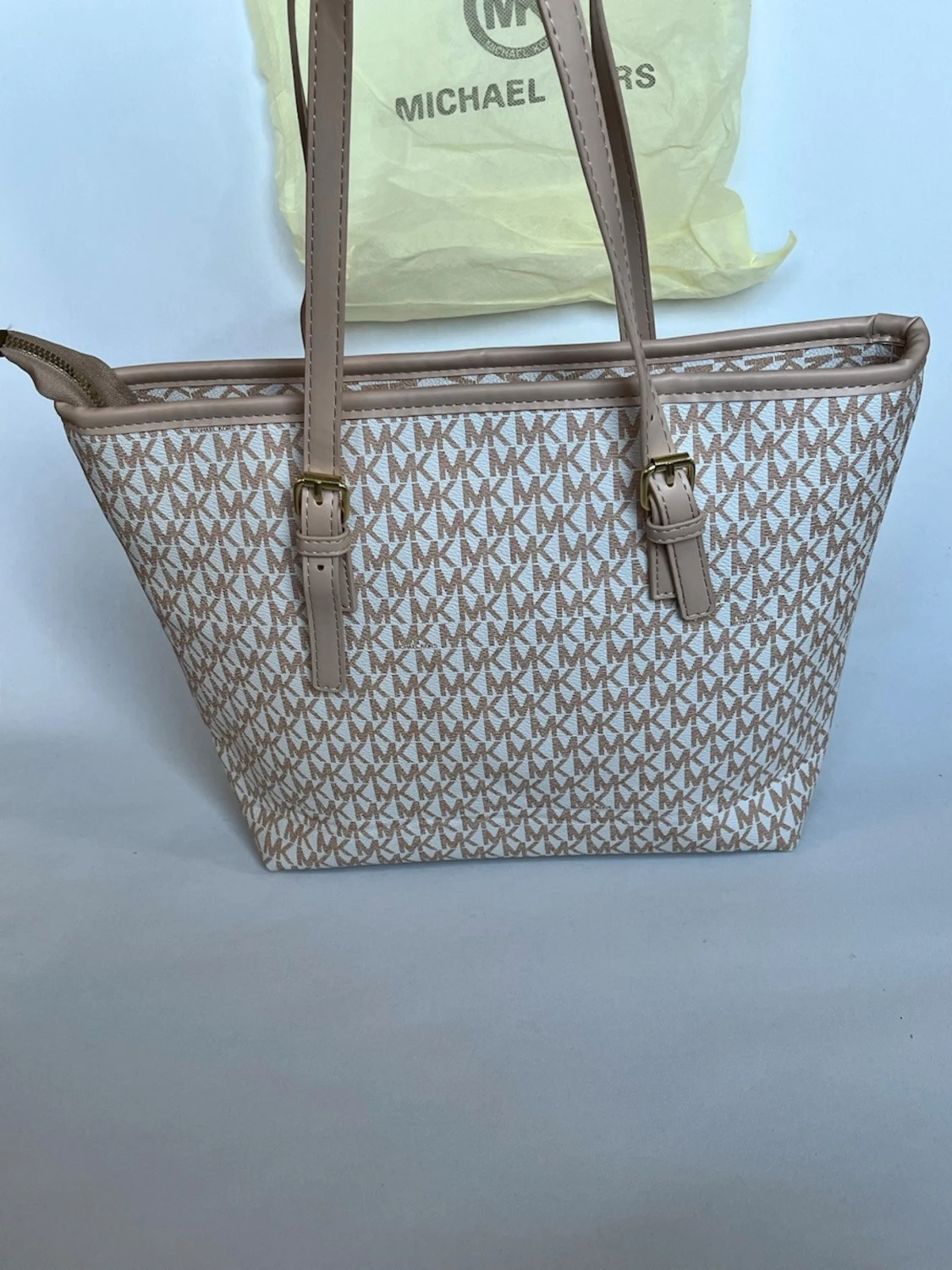 Michael Kors beige monogram handväska - 2