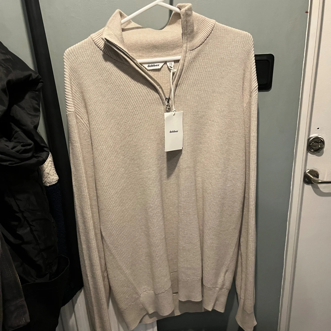Beige stickad half zip-tröja Dobber