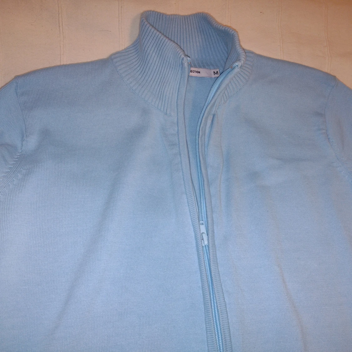 Ljusblå stickad y2k kofta med dragkedja, Y2K zip up sweater - M - 2