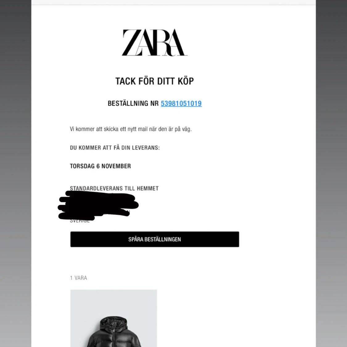 Svart pufferjacka från Zara - 1