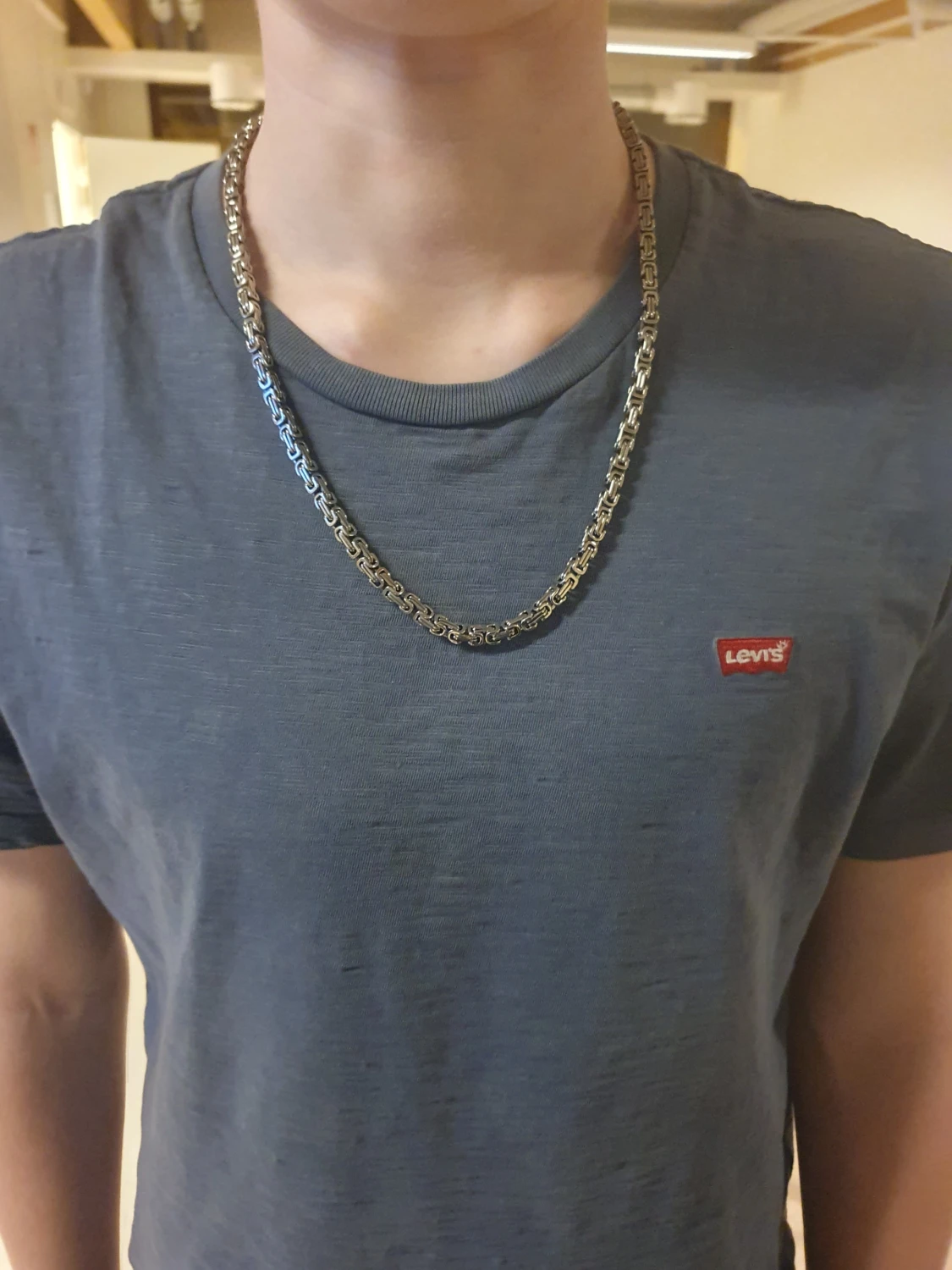 Tjockt silverfärgat halsband - 2