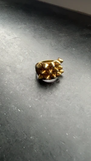 Guldring med nitar från Edblad -  guldfärgad ring från Edblad med flera konformade nitar på ovansidan. Ringen är bred och har en blank finish. Storlek 18.50💕💕