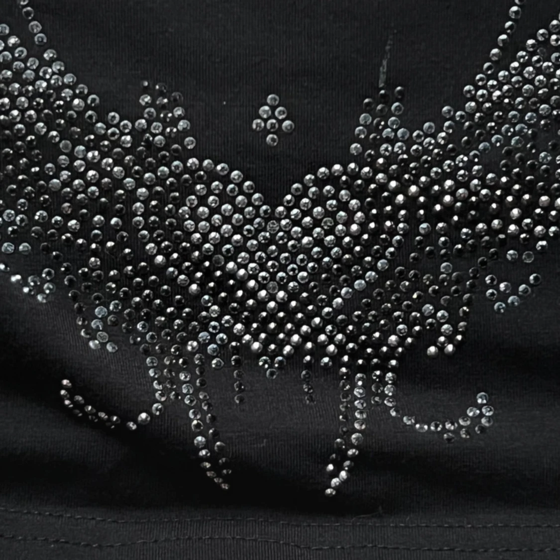 Svart one shoulder topp med strass - 2