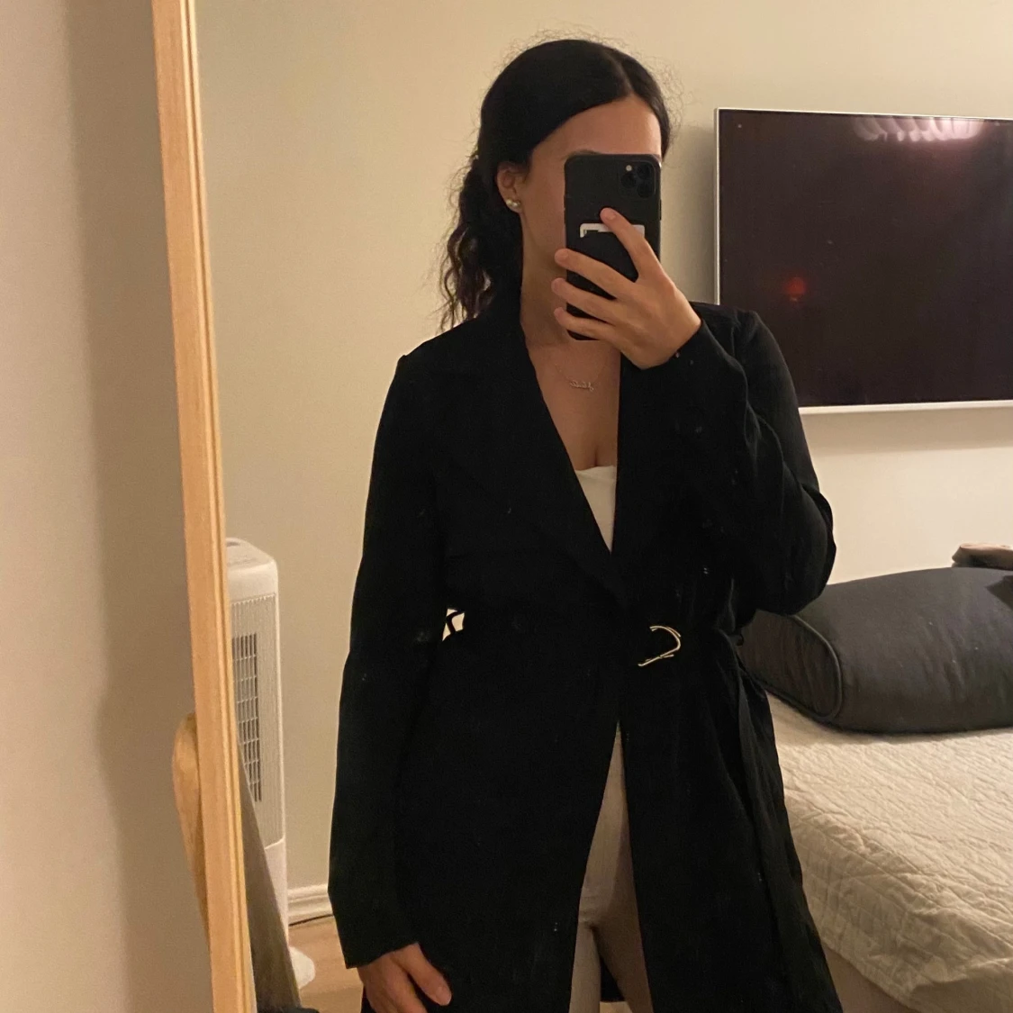 Svart kappa med bälte - 1