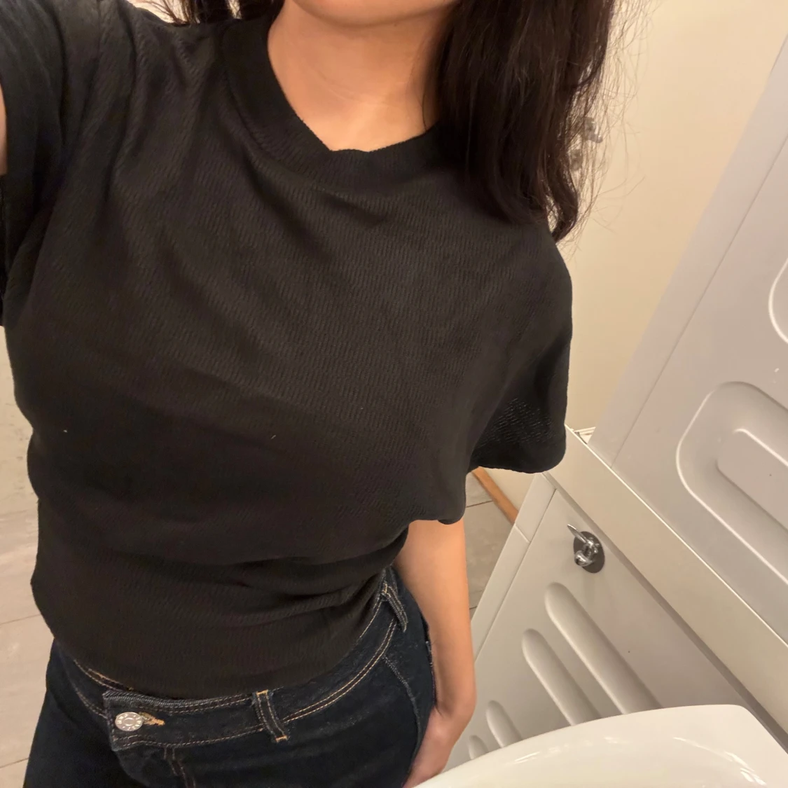 Svart ribbad t-shirt från Missguided - 2