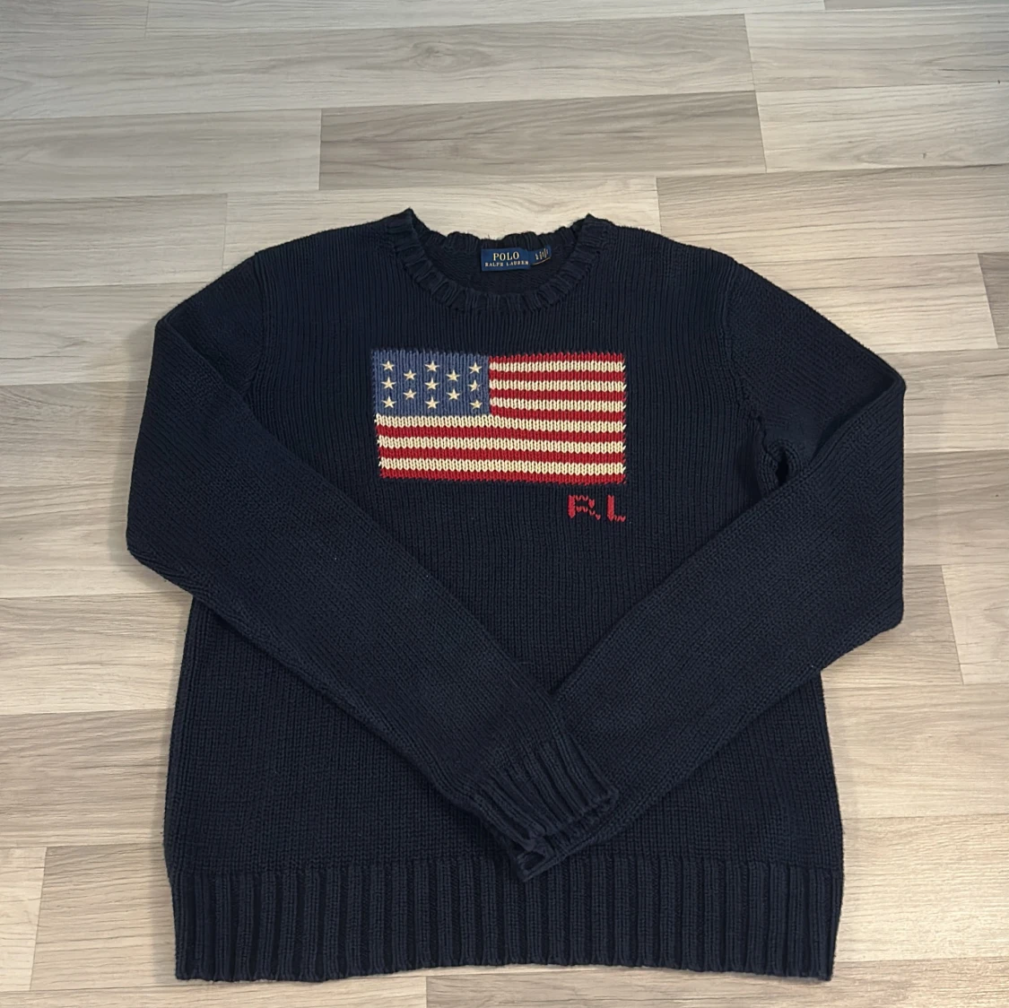 Mörkblå stickad tröja Polo Ralph Lauren American flag
