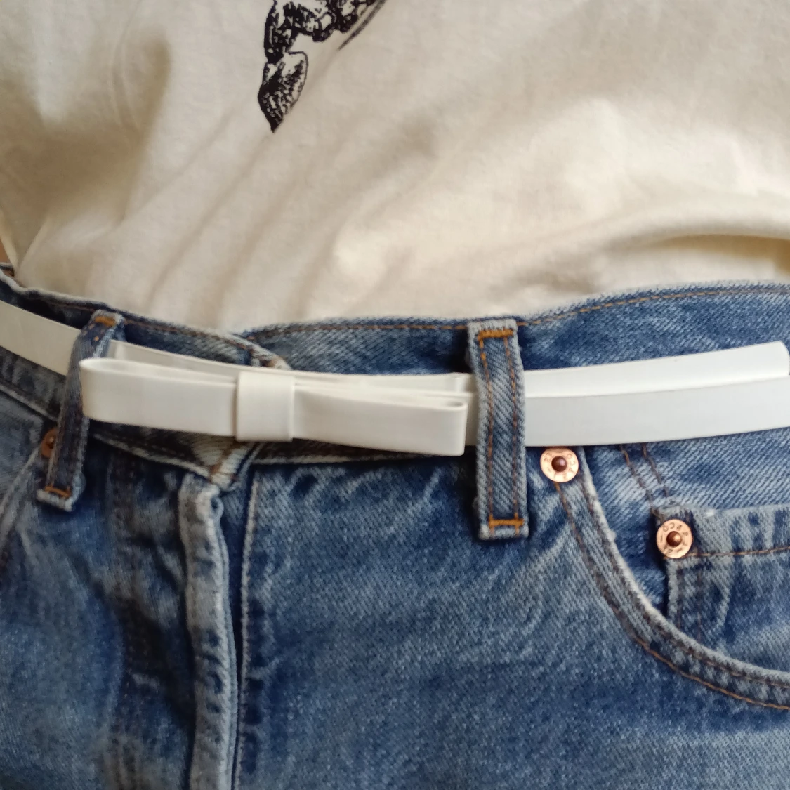 Vit y2k bälte med rosett - 91