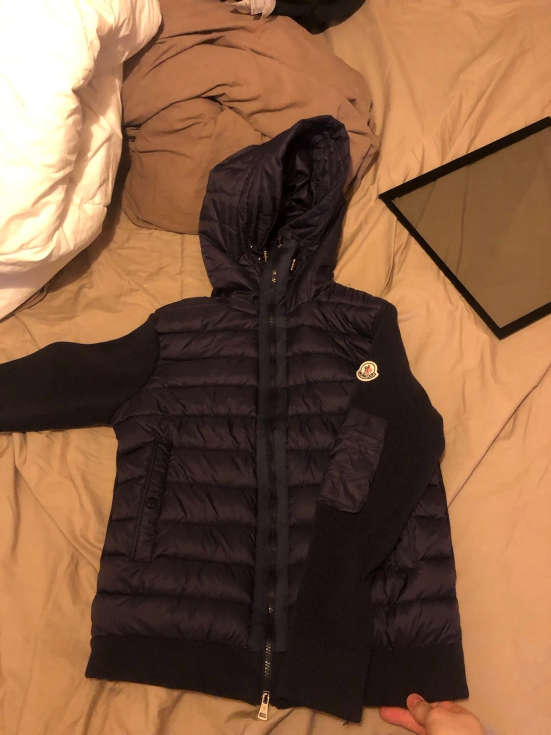 Mörkblå Moncler Cardigan  med huva