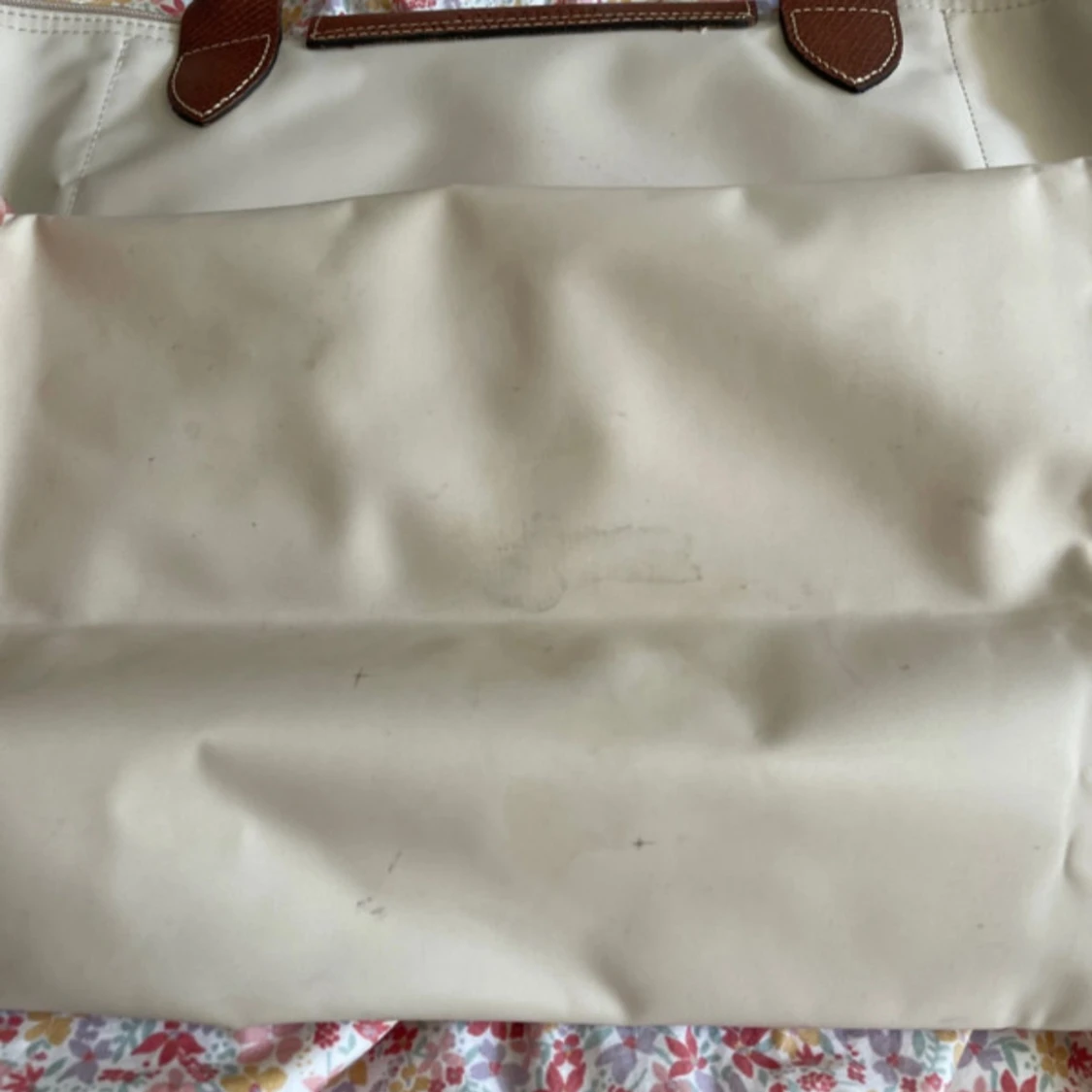 Beige Longchamp axelväska med skinn - 4