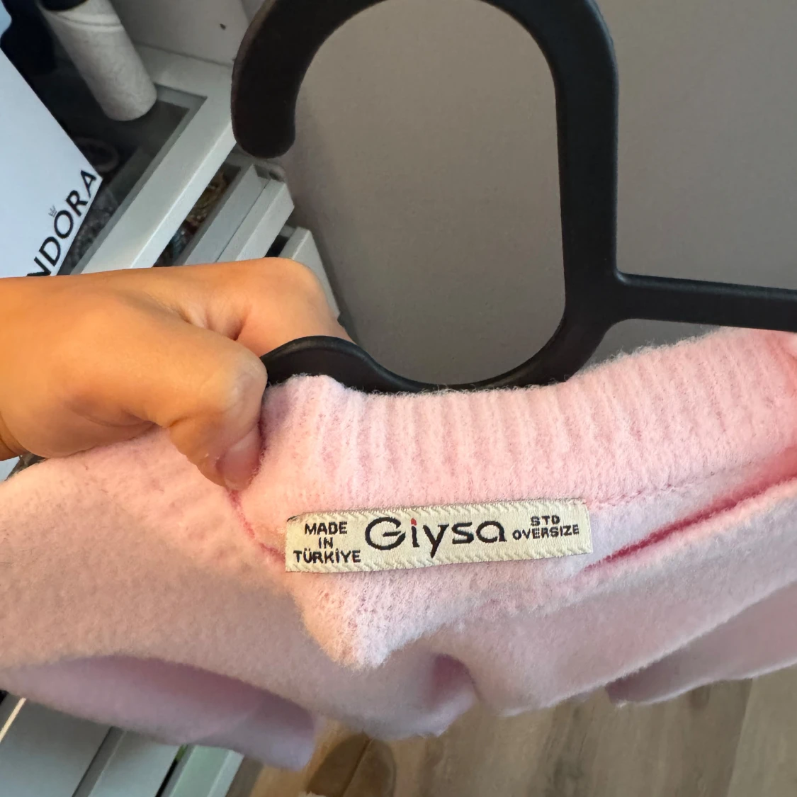 Ljusrosa oversized stickad tröja Giysa - 1