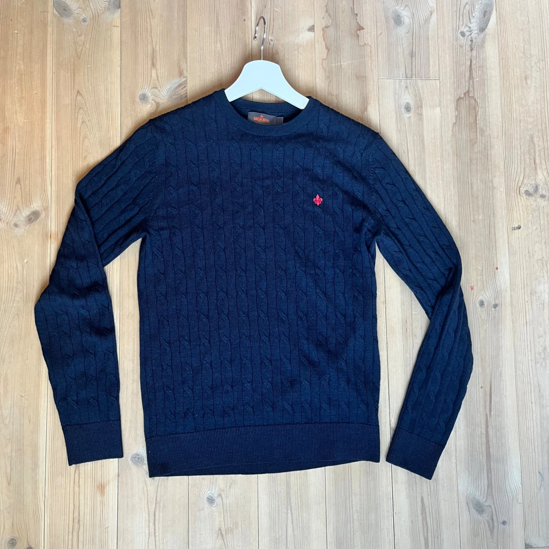 Mörkblå kabelstickad tröja Morris XS - 1