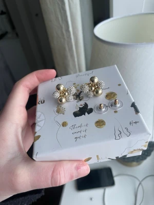 Guldig örhängen ioaku - Jättefina guldig/glittriga örhängen från ioaku, har endast testat det på en gång snabbt utan plopparna, och de är helt oanvända. Nypris 599kr (Gör självklart rent örhängena innan jag postar) 