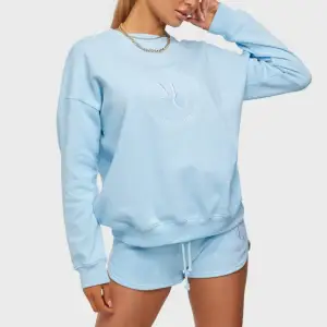 Sweatshirt i en ljusblå fin färg. Strl 34 Oversized.