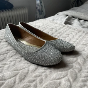 Silvriga ballerinaskor  - Super söta silvriga ballerinaskor med små stass stenar🪩 Oanvända i storlek 38 men små i storlek så passar nog 36-37🥰