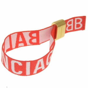 Balenciaga - Balenciaga Party bracelet  Logo/red Polyester with gold brass clasp Rrp 475usd 