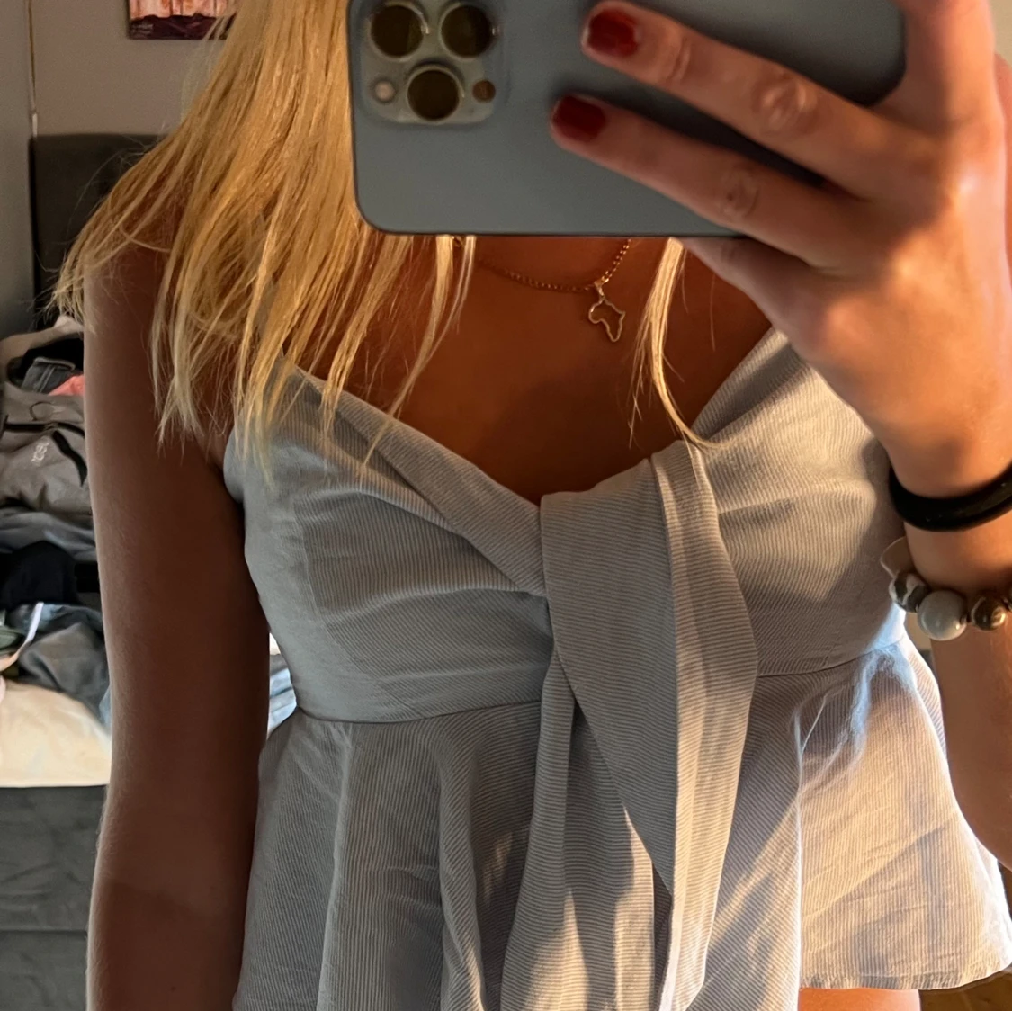 Baby blå knut topp - 91