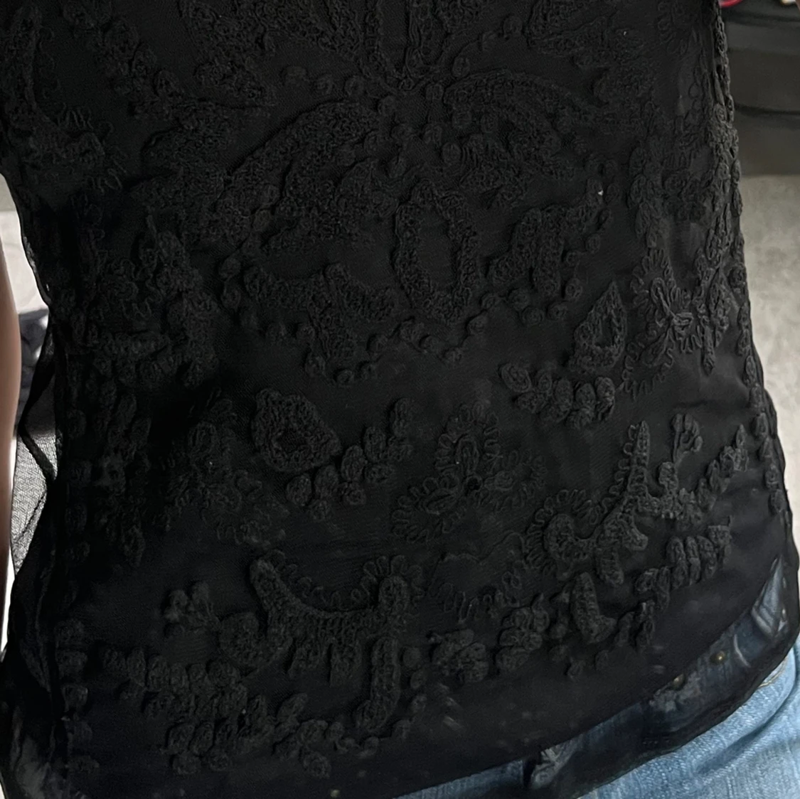 Svart spets topp - 90