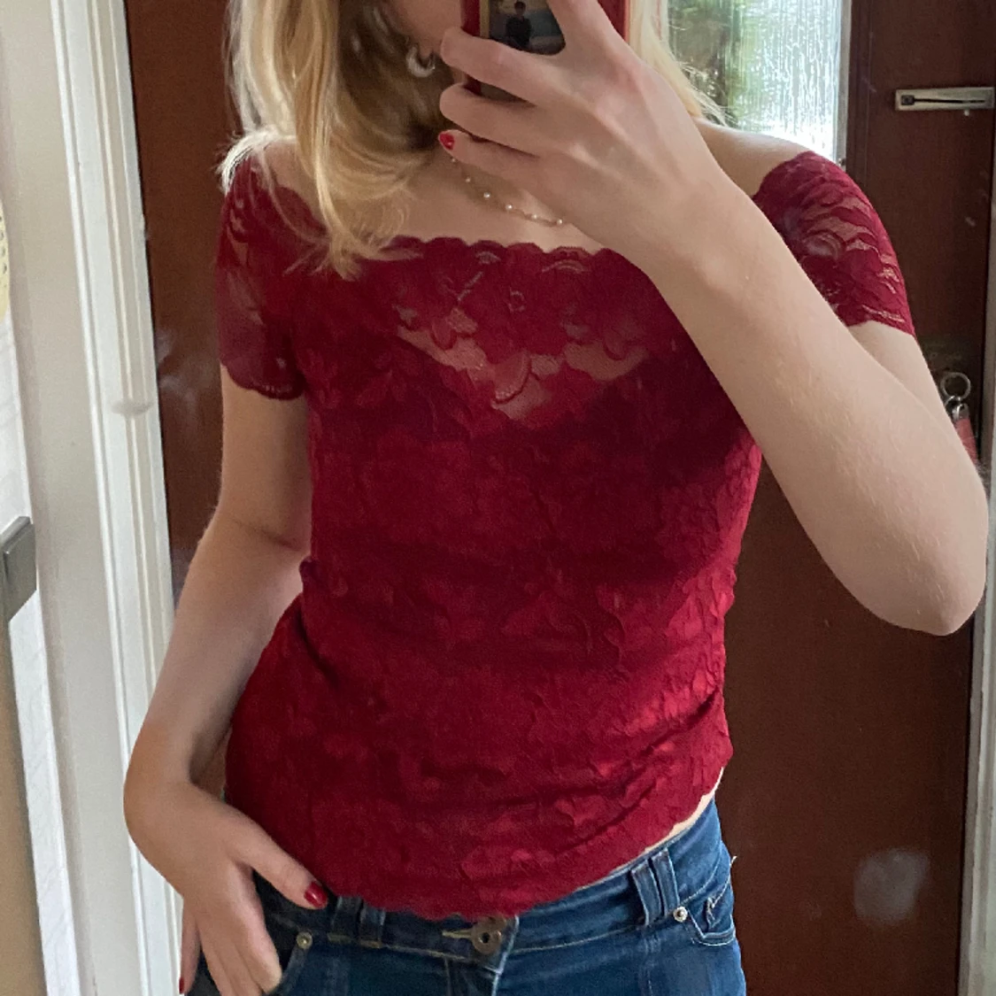 Söt vinröd spetstopp💓