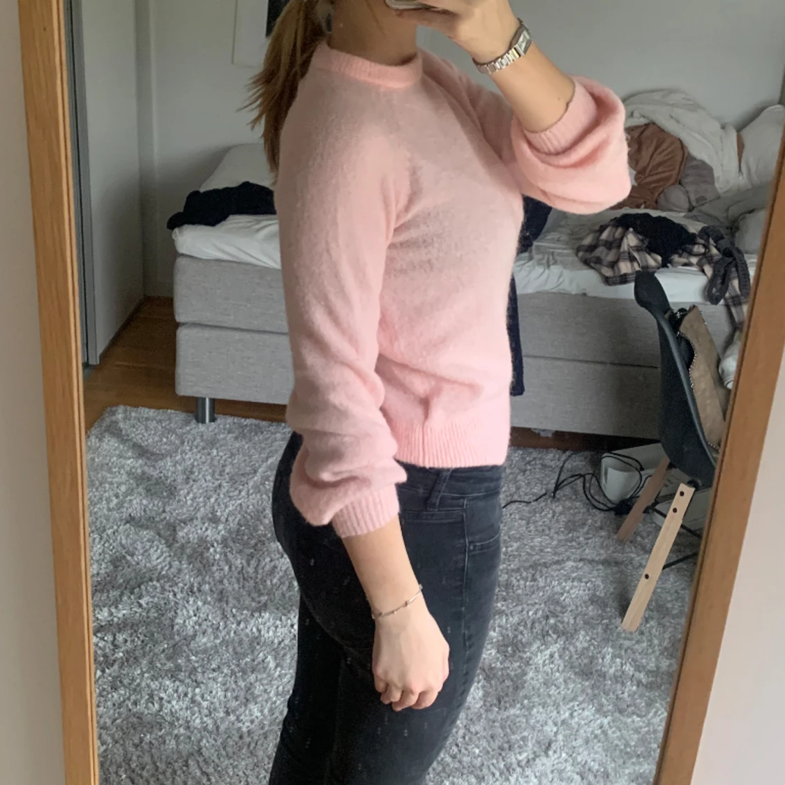 Rosa stickad tröja  - 91