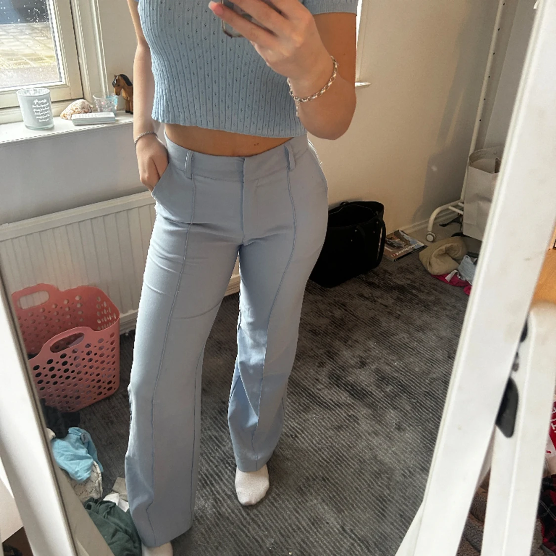 Blåa kostymbyxor  - 91