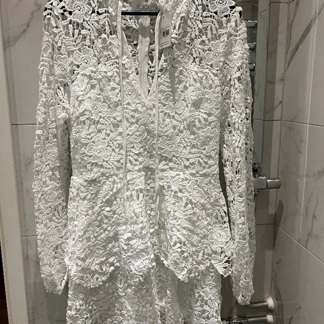 Vit virkad klänning - 90