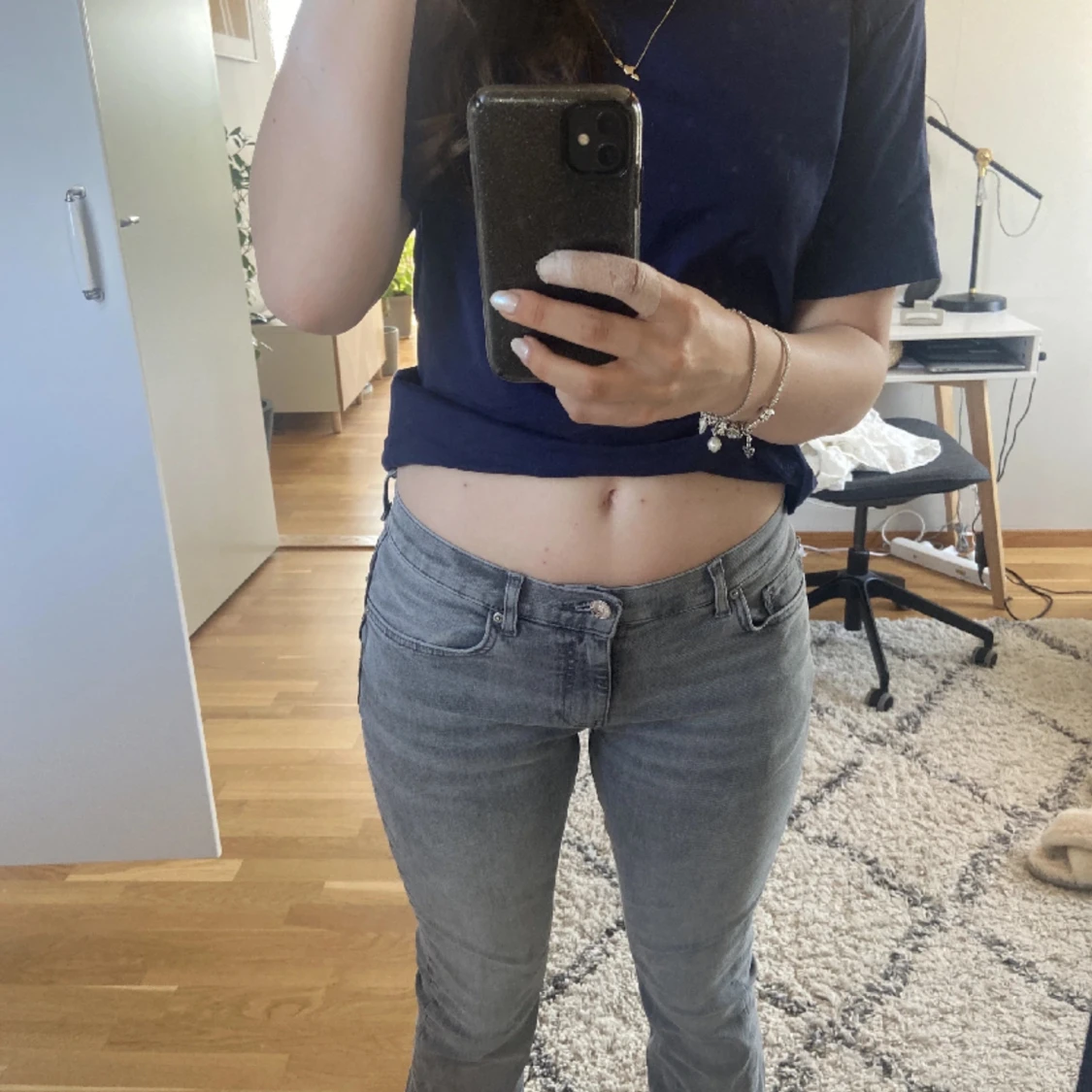 Lådmidjade gråa jeans Gina tricot - 91