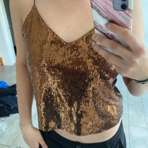 Paljett-topp från Weekday! - Cool topp i en unik färg brun/koppar/rost stl S från Weekday✨