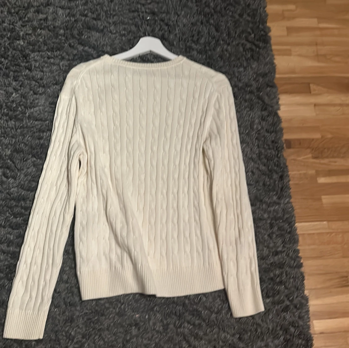 Vit Kabelstickad Gant Tröja - 91