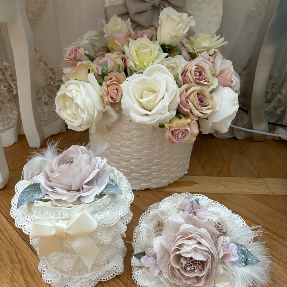 Vintage lace topp och kjol diadem och väska - 90