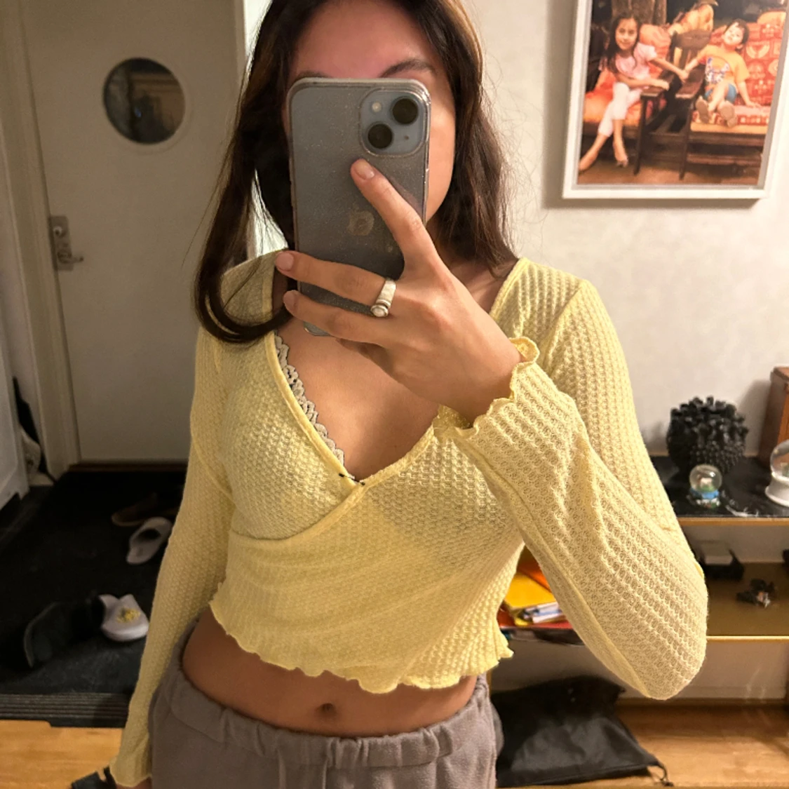 Gul långärmad topp  - 90