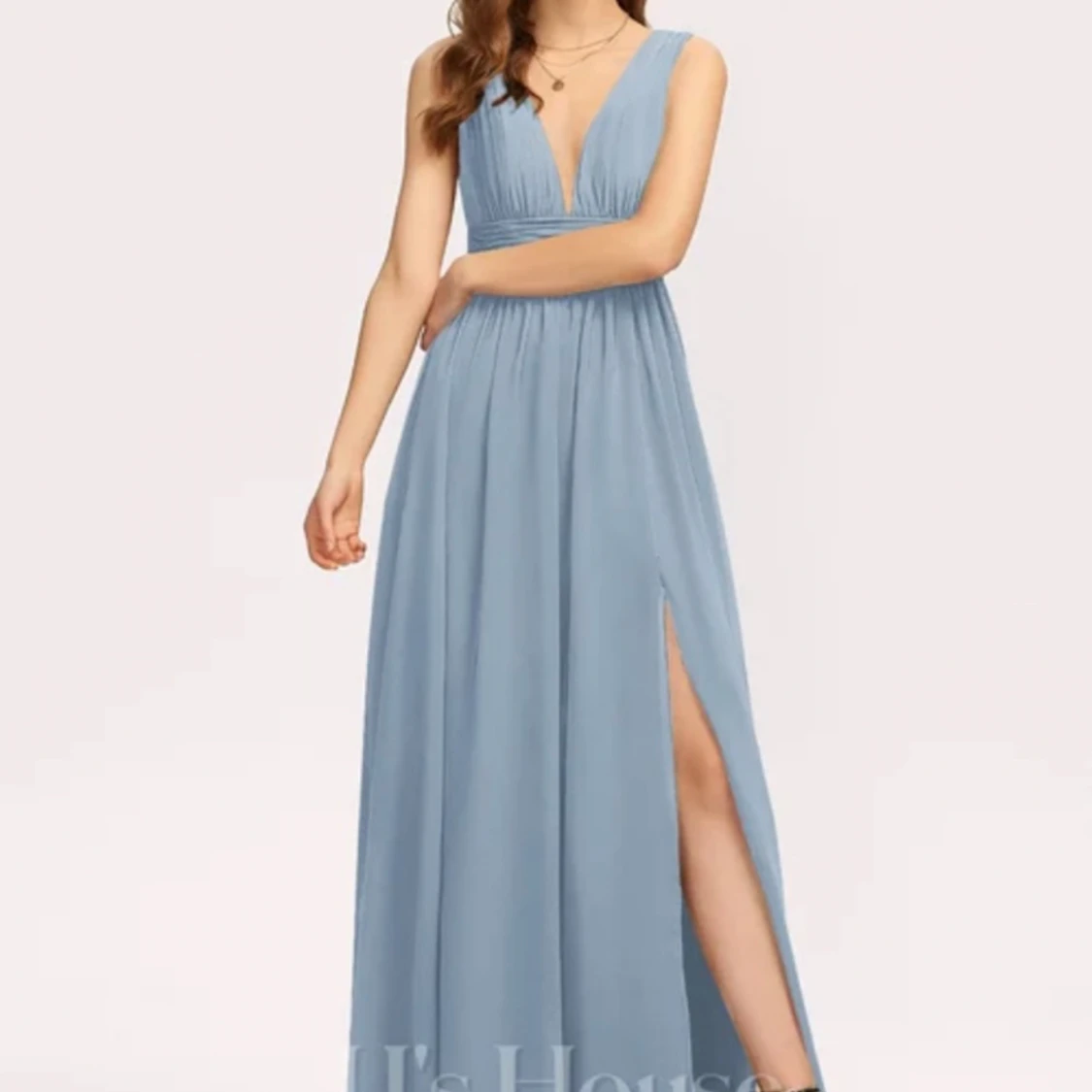 Lång ljusblå balklänningar 