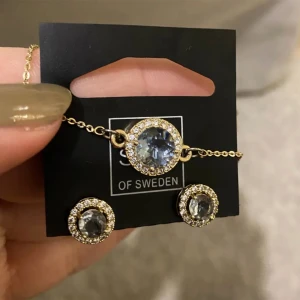 Örhängen och armband  - Super fina örhängen och armband från Snö of Sweden 💕Guldfärgade med ljusblå stenar i mitten. Nyskick. Nypris ca 599kr 